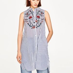 Zara Embroidered Striped Tunic